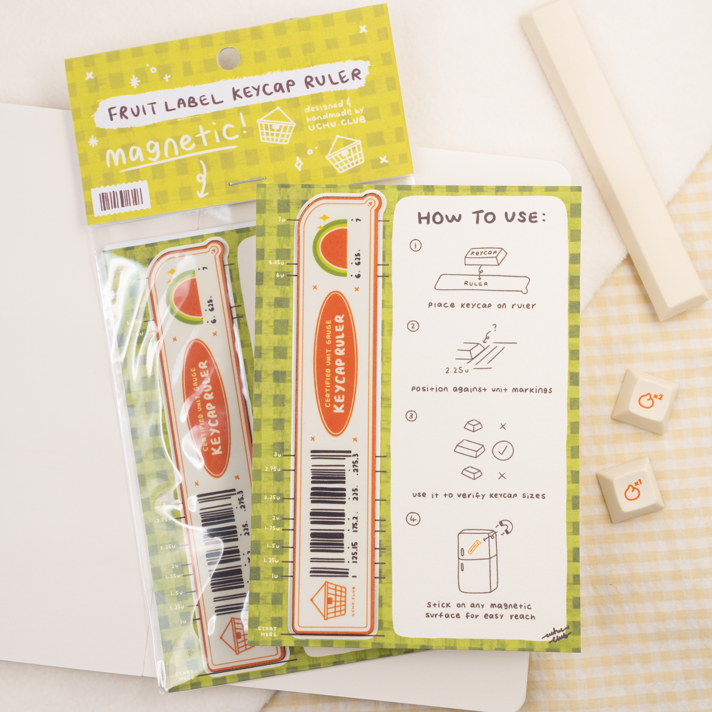Fruit Label Keycap Ruler Magnet + Print